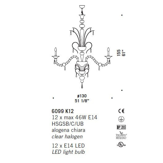 Люстра De Majo 6099 K12 060990K12 white