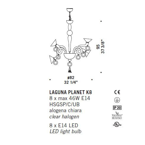 Люстра De Majo LAGUNA PLANET K8 0LAGU0K06