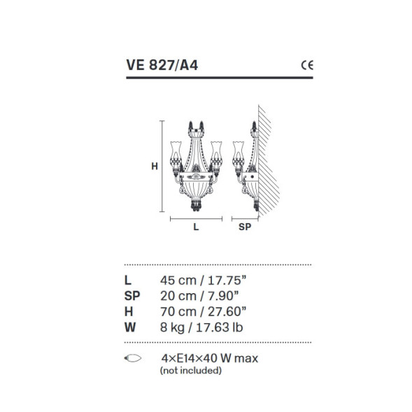 Бра Masiero Impero &amp; Deco VE 827 A4 G04 Cut