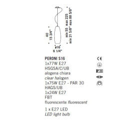 Подвесной светильник De Majo PERONI S16 0PERO0S-16
