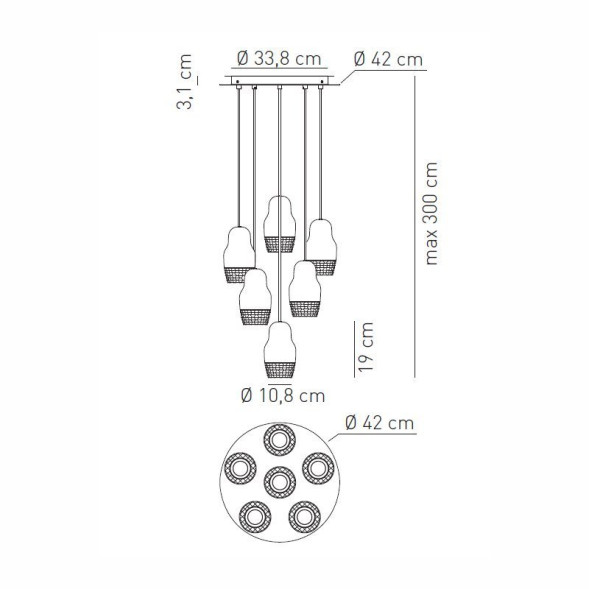 Подвесной светильник Axo Light Fedora SP FEDOR 6 SPFEDOR6ROBCGU1