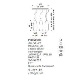 Подвесной светильник De Majo PERONI S16L 0PERO0SL-16 satined white