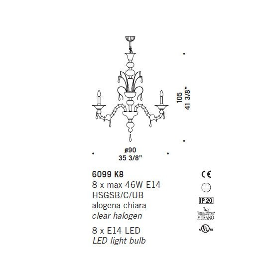Люстра De Majo 6099 K8 060990K08 black