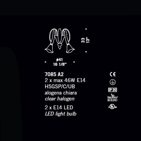 Бра De Majo 7085 A2 070850A20 cristallo