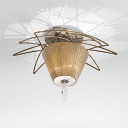 Потолочный светильник IDL Flame 524/3PF antique bronze+nickel brown organza