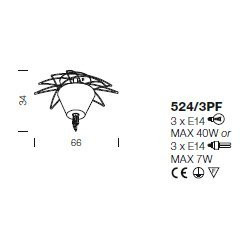 Потолочный светильник IDL Flame 524/3PF antique bronze+nickel brown organza