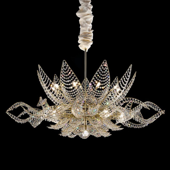 Подвесной светильник IDL Ninfea 436/18+1 Gold Swarovski