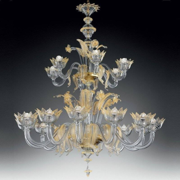 Люстра Vetri Lamp 86/12+6 Cristallo/Oro 24 Kt.