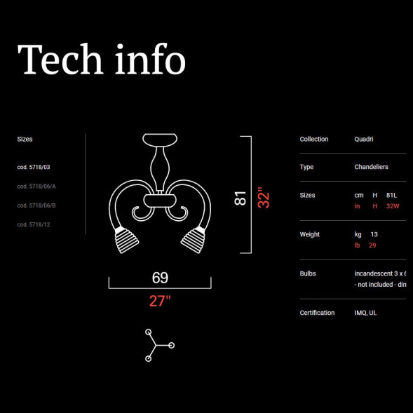Потолочная люстра Barovier&amp;Toso Quadri 5718/03/CC