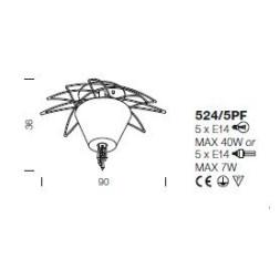 Потолочный светильник IDL Flame 524/5PF white+gold