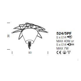 Потолочный светильник IDL Flame 524/5PF white+gold