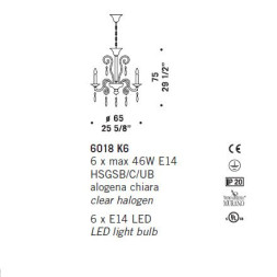 Люстра De Majo 6018 K6 060180K06 cristallo
