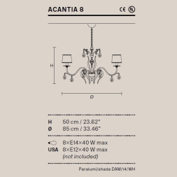 Люстра Masiero Acantia 8 G03 / DAM/14/WH Cut crystal