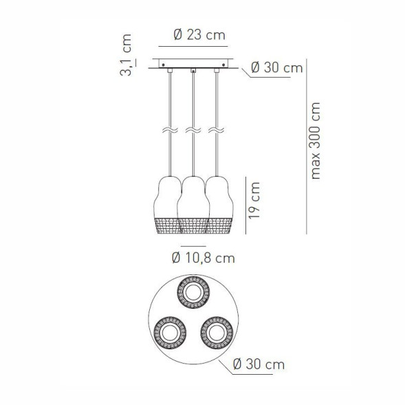 Подвесной светильник Axo Light Fedora SP FEDOR 3 SPFEDOR3BRBCGU1