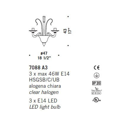 Бра De Majo 7088 A3 070880A30 white