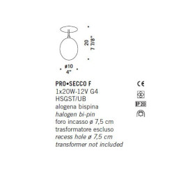Встраиваемый светильник De Majo PRO–SECCO F 0PROS0F10