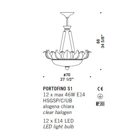 Подвесной светильник De Majo Portofino S1 0PORT0SC1