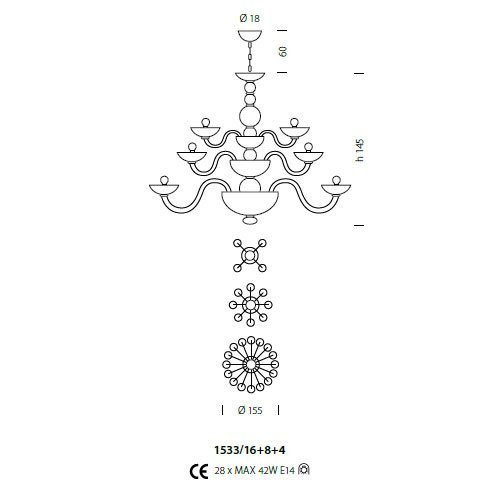 Люстра Sylcom Candiano 1533/16+8+4 K DEN