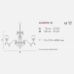 Люстра Masiero Acantia 12 V95 / DAM/14/WH Cut crystal