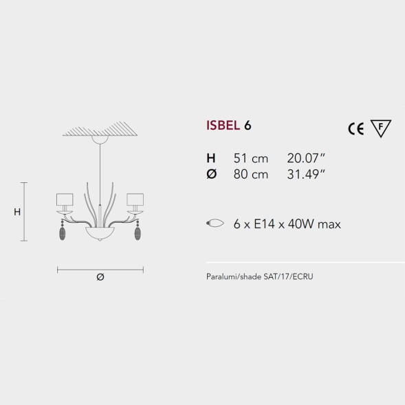 Люстра Masiero Isbel 6 G07