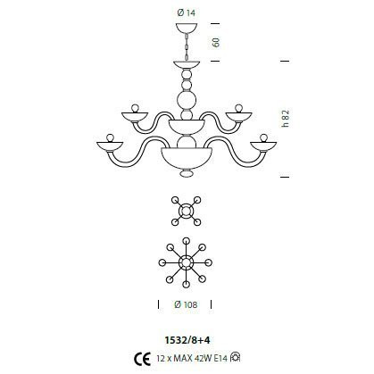 Люстра Sylcom Candiano 1532/8+4 K TOP