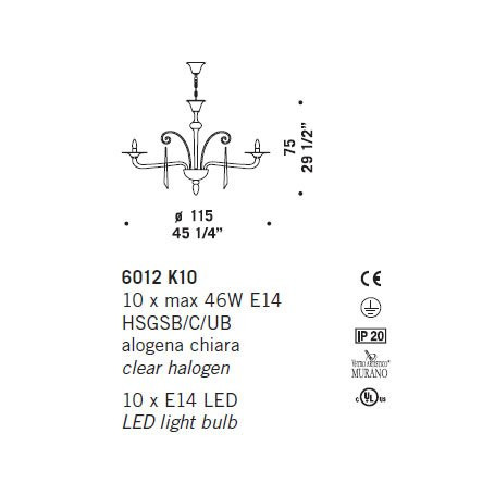 Люстра De Majo 6012 K10 060120K10 cristallo