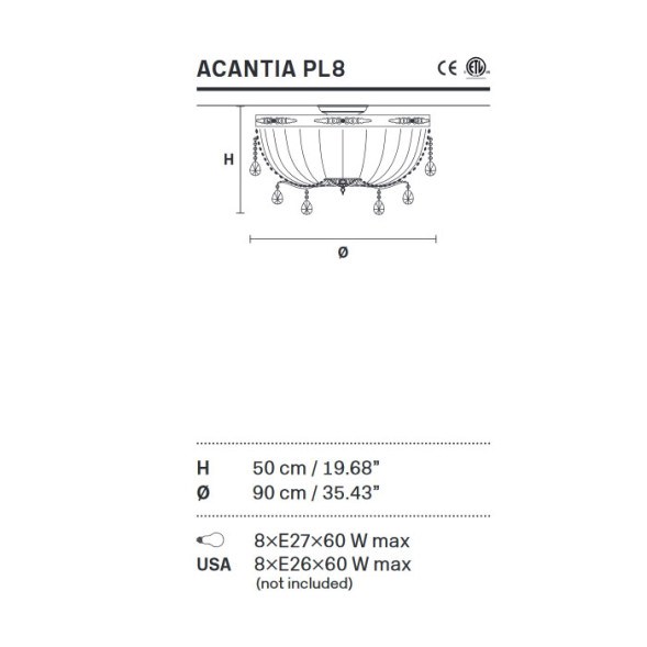 Потолочный светильник Masiero Acantia PL8 G03+F01 CUT