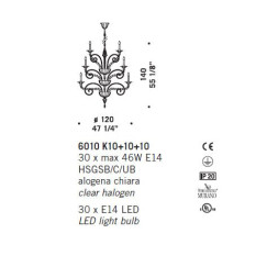 Люстра De Majo 6010 K10+10+10 060100K30 gold