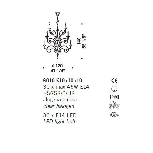 Люстра De Majo 6010 K10+10+10 060100K30 gold