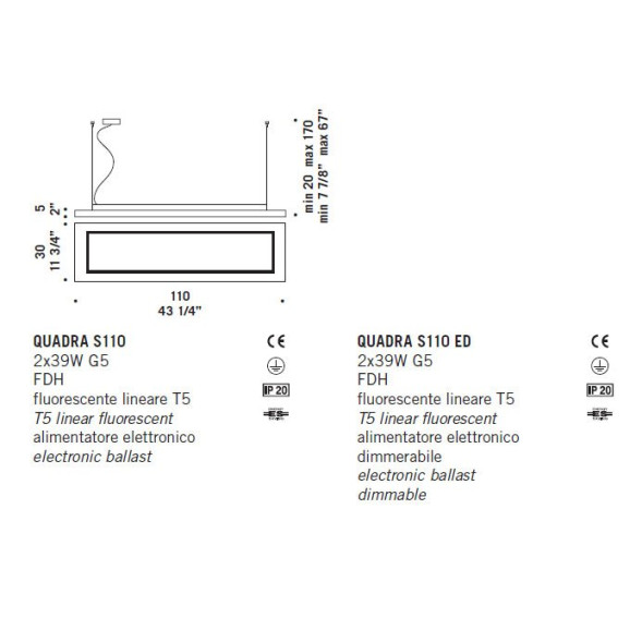 Подвесной светильник De Majo QUADRA S110 0QUAD0S11