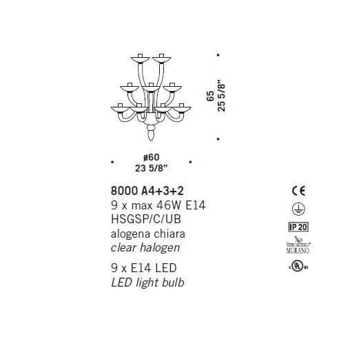 Бра De Majo 8000 A4+3+2 080000A09 cristallo