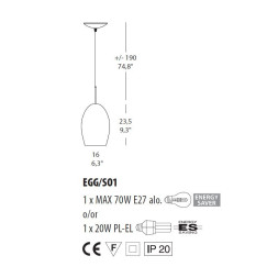 Подвесной светильник Morosini Egg SO1 0160SO04BLIN