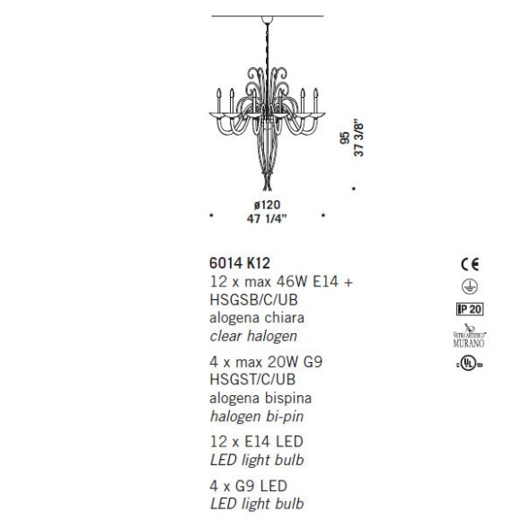 Люстра De Majo 6014 K12 060140K12 gold