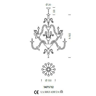 Люстра Sylcom Rezzonico 1471/12 PA BL.CR