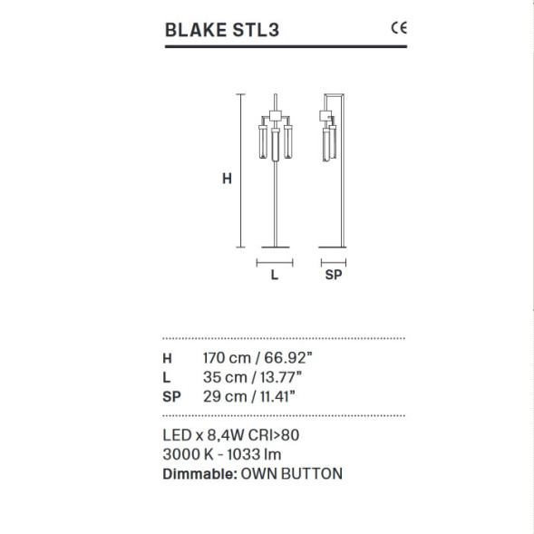 Торшер Masiero Blake STL3