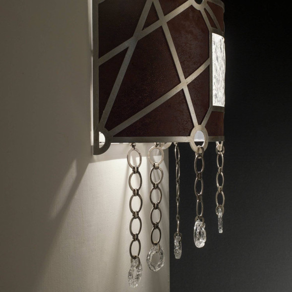 Настенный светильник Masca Vision 1877/A1 Argento patinato / Brown leather