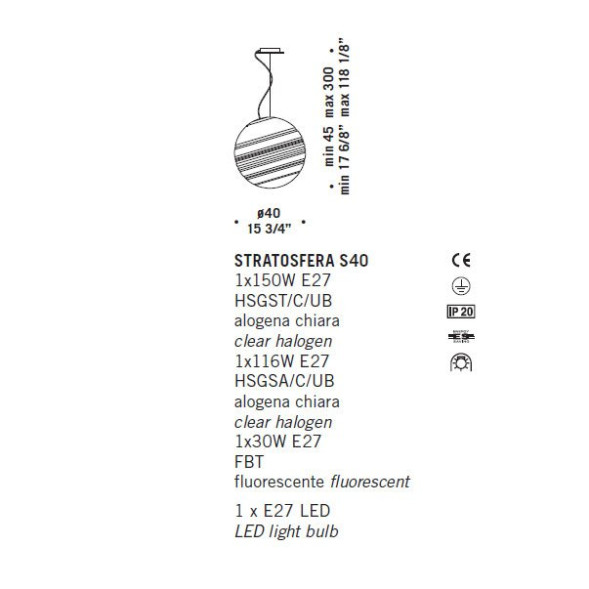Подвесной светильник De Majo STRATOSFERA S40 0STRA0S40