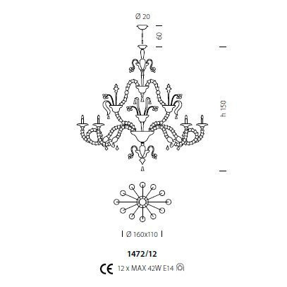 Люстра Sylcom Rezzonico 1472/12 PO AMT.ORO