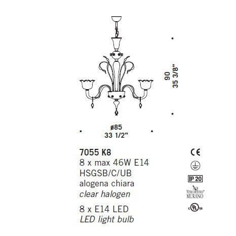 Люстра De Majo 7055 K8 070550K08 green