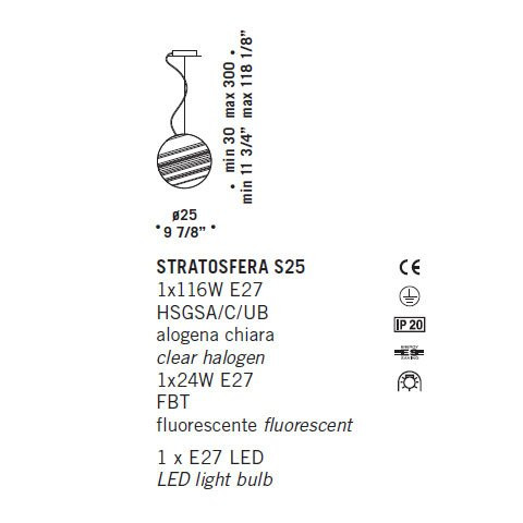 Подвесной светильник De Majo STRATOSFERA S25 0STRA0S25