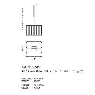 Подвесной светильник IDL Roma 359/4S chrome + GREY without engraving