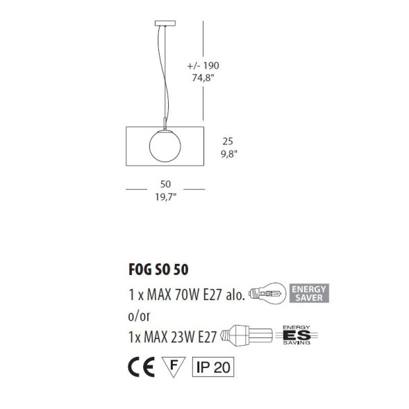 Подвесной светильник Morosini Fog SO 50 0200SO08BIIN