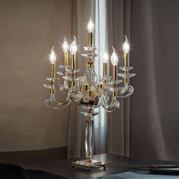 Настольная лампа Euroluce Alicante F6+1L gold Clear