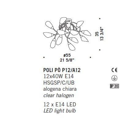 Потолочная люстра De Majo POLI PO P12/A12 0POLI0P-12 multi
