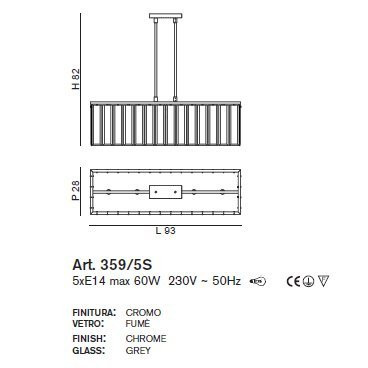 Подвесной светильник IDL Roma 359/5S chrome + GREY
