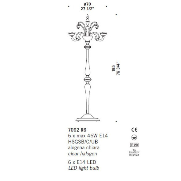 Торшер De Majo 7092 R6 070920R06
