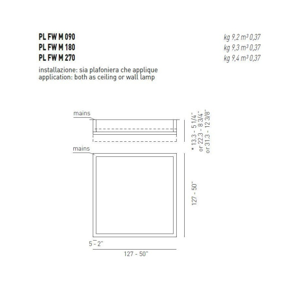 Потолочный светильник Axo Light Lightecture Framework PL FW M 090 PLFWM090FLEBCXX