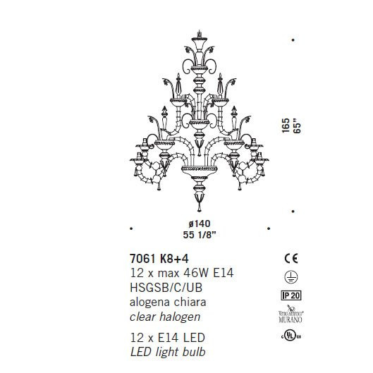 Люстра De Majo 7061 K8+4 070610K86