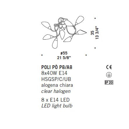 Потолочная люстра De Majo POLI PO P8/A8 0POLI0P-8 multi