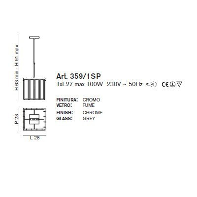 Подвесной светильник IDL Roma 359/1SP chrome + GREY engraving